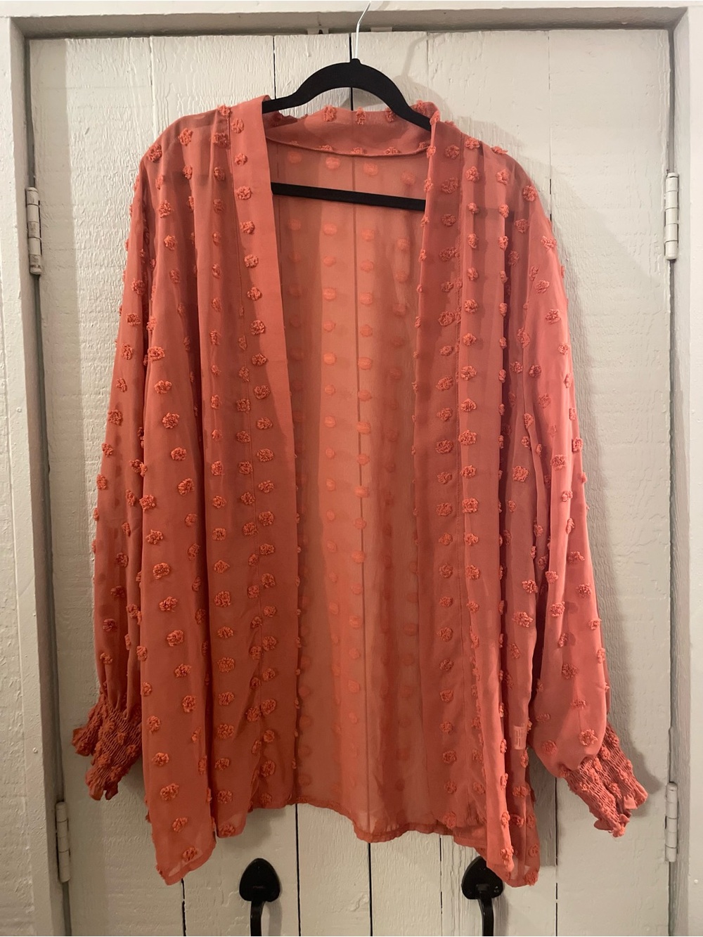 Sheer Open-Front Textured Tunic in Pumpkin Spice